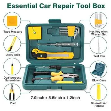 WETBAS Car Roadside Emergency Kit, Auto Vehicle Safety Emergency Road Side Assistance Kits Essentials, Solenoid Starter Repair Kit with Jumper Cables, Safety Hammer, Reflective Warning Triangle