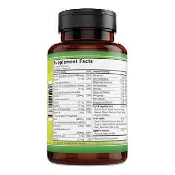 Key Nutrition Whole Food Multivitamin for Men | 100% Pure, Organic, All-Natural and Fast Absorption | 120 Vegan Capsules