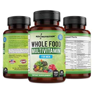 Key Nutrition Whole Food Multivitamin for Men | 100% Pure, Organic, All-Natural and Fast Absorption | 120 Vegan Capsules