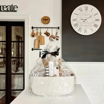 CHICVITA White Woven Basket Baby Gift Basket for Toys, Towels, Books, Rope Storage Basket for Living Room, Bathroom, Decorative Basket for Nursery