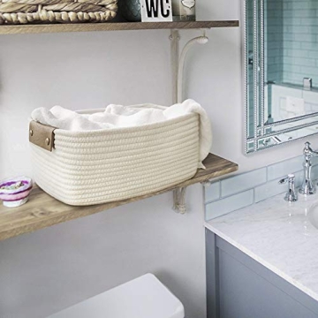 CHICVITA White Woven Basket Baby Gift Basket for Toys, Towels, Books, Rope Storage Basket for Living Room, Bathroom, Decorative Basket for Nursery