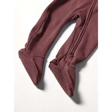 L'ovedbaby Baby Girls Organic Zipper Footies Eggplant