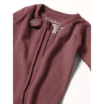 L'ovedbaby Baby Girls Organic Zipper Footies Eggplant