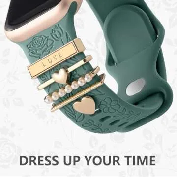 DaQin Elegant Flower Engraved Apple Watch Band for Women