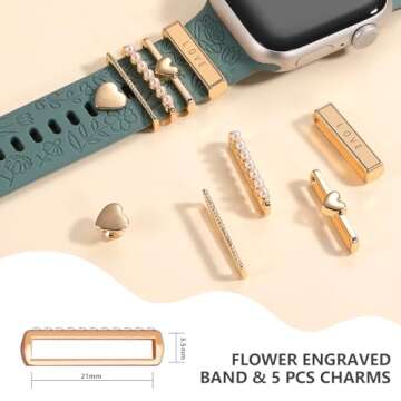 DaQin Elegant Flower Engraved Apple Watch Band for Women
