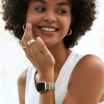 DaQin Elegant Flower Engraved Apple Watch Band for Women