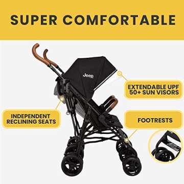Jeep PowerGlyde Plus Double Stroller - Lightweight, Compact