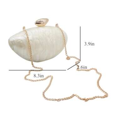 WuDiaoer Cute Shell Shape Acrylic Clutch Trendy Egg Purses and Handbags Bridal Wedding Purse for Wom...