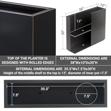 Wallowa Heavy Metal Planter Box - No Assembly Required - Black