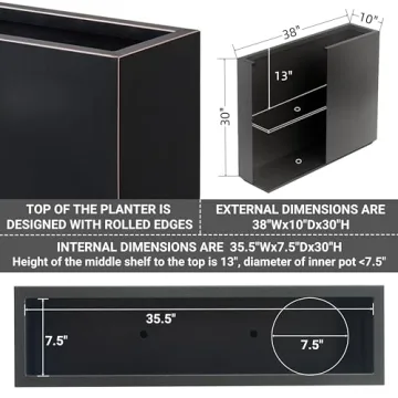 Wallowa Heavy Metal Planter Box - No Assembly Required - Black