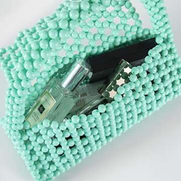 Abvokury YUSHINY Candy Color Acrylic Beaded Hollow Handbag Evening Clutch Triangle Bags for Wedding Party (Jade)