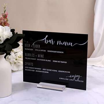 UNIQOOO 4" Clear Acrylic Stand | 6 Pack 3mm Slot Wedding Sign Holders, Perfect for Wedding, Table Nu...