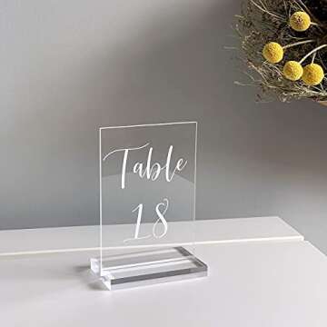 UNIQOOO 4" Clear Acrylic Stand | 6 Pack 3mm Slot Wedding Sign Holders, Perfect for Wedding, Table Number, Exhibition, Office, Restaurant, Business