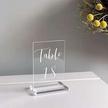 UNIQOOO 4" Clear Acrylic Stand | 6 Pack 3mm Slot Wedding Sign Holders, Perfect for Wedding, Table Number, Exhibition, Office, Restaurant, Business