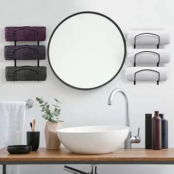CANYAVE Towel Racks for Bathroom, Towel Rack Wall Mounted Bathroom Towel Holder, Towel Storage for Rolled Bath Shower Hand Towel, 3 Levels x 2pcs (Black)