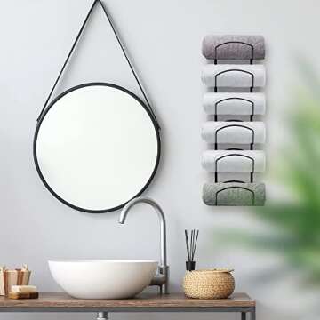 CANYAVE Towel Racks for Bathroom, Towel Rack Wall Mounted Bathroom Towel Holder, Towel Storage for Rolled Bath Shower Hand Towel, 3 Levels x 2pcs (Black)