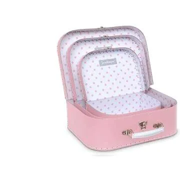 Jewelkeeper Paperboard Vintage Suitcase - Mini Suitcases Decor - Cardboard Suitcase for Antique Travel Decorations - Mini Luggage Gift Box - 3 Decorative Storage Gift Boxes for Birthday or Wedding