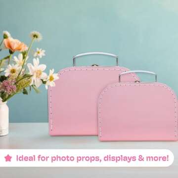 Jewelkeeper Paperboard Vintage Suitcase - Mini Suitcases Decor - Cardboard Suitcase for Antique Travel Decorations - Mini Luggage Gift Box - 3 Decorative Storage Gift Boxes for Birthday or Wedding