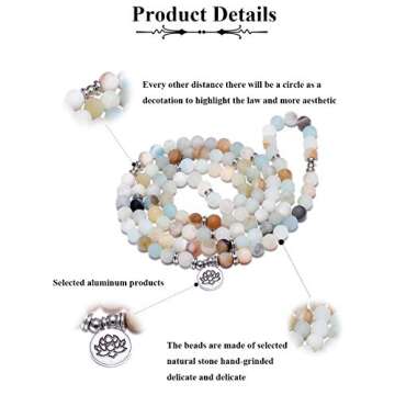 FUTTMI 8mm Natural Sodalite Stone Healing Gemstone Bracelet 108 Mala Beads Wrap Bracelet Necklace for Yoga Charm Bracelet Jewelry for Women Men.