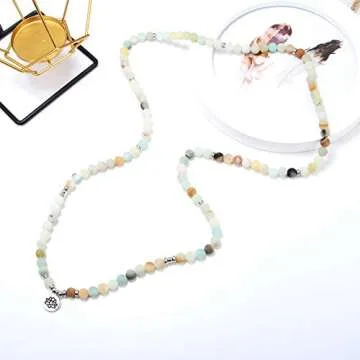 FUTTMI 8mm Natural Sodalite Stone Healing Gemstone Bracelet 108 Mala Beads Wrap Bracelet Necklace for Yoga Charm Bracelet Jewelry for Women Men.