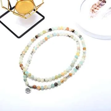 FUTTMI 8mm Natural Sodalite Stone Healing Gemstone Bracelet 108 Mala Beads Wrap Bracelet Necklace for Yoga Charm Bracelet Jewelry for Women Men.