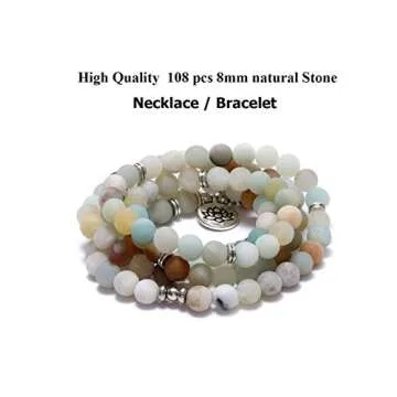 FUTTMI 8mm Natural Sodalite Stone Healing Gemstone Bracelet 108 Mala Beads Wrap Bracelet Necklace for Yoga Charm Bracelet Jewelry for Women Men.