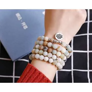 FUTTMI 8mm Natural Sodalite Stone Healing Gemstone Bracelet 108 Mala Beads Wrap Bracelet Necklace for Yoga Charm Bracelet Jewelry for Women Men.