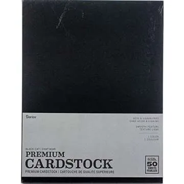 Darice GX-2200-02 Black Cardstock, 50 Sheets for Crafting
