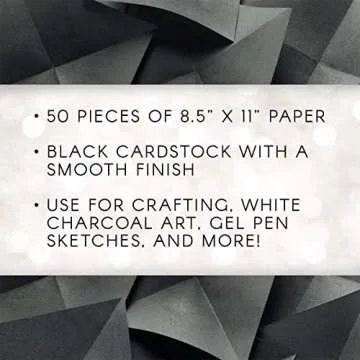 Darice Black Cardstock 8.5x11 - 50 Sheets Premium Quality
