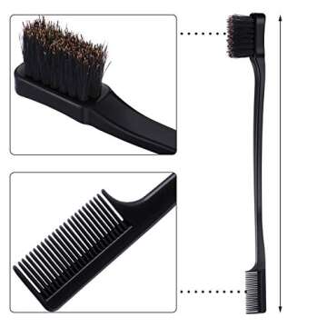 5 Pieces Hair Edge Brush Double Sided Control Hair Brush Comb Combo Pack Smooth Comb Grooming (Black...
