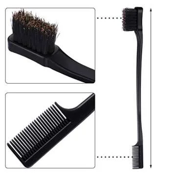 5 Pieces Hair Edge Brush Double Sided Control Hair Brush Comb Combo Pack Smooth Comb Grooming (Black...