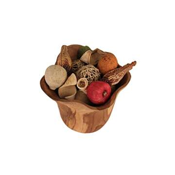 ANDALUCA Natural Teak Wood Organic Decorative Catch All Bowl (Décor Bowl)