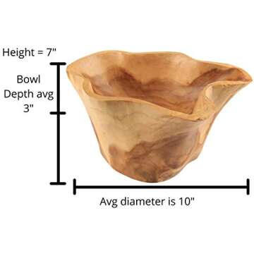 ANDALUCA Natural Teak Wood Organic Decorative Catch All Bowl (Décor Bowl)