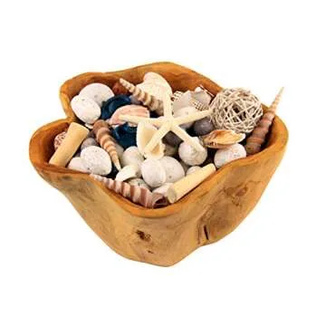 ANDALUCA Natural Teak Wood Organic Decorative Catch All Bowl (Décor Bowl)