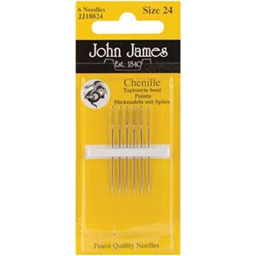 John James Chenille Needles Size 24, 6-Pkg for Embroidery Crafting