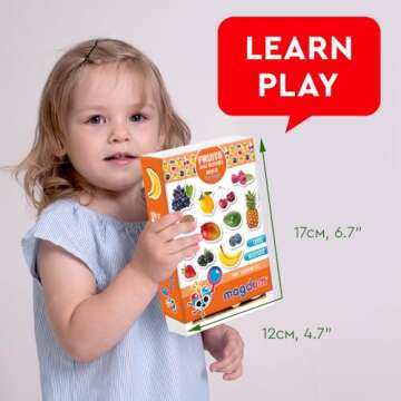 MAGDUM PHOTO FRUITs&Berries - magnets for kitchen -real LARGE fridge magnets for toddlers- Magnetic ...