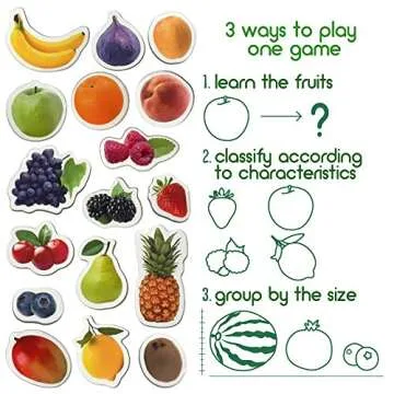 MAGDUM PHOTO FRUITs&Berries - magnets for kitchen -real LARGE fridge magnets for toddlers- Magnetic EDUcational toys baby 3 year old baby - LEARNing magnets for kids- Kid magnets - Development toys