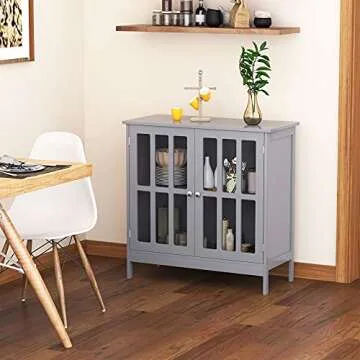 Kleankin Sideboard Buffet - Stylish Storage Cabinet with 2 Doors for All Rooms