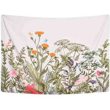 Alishomtll Colorful Floral Plants Tapestry Vintage Herbs Wild Flowers Wall Hanging Nature Scenery for Living Room Bedroom