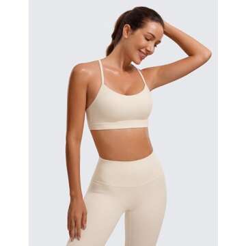 CRZ YOGA Butterluxe Womens Y Back Sports Bra - Padded Racerback Low Impact Spaghetti Thin Strap Work...