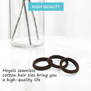 HOYOLS Soft Seamless Hair Ties, Dark Brown Stretch Elastic Ponytail Holders Bands for Women Thick Hair No Slip and Pull No Damage Scrunchies Headbands 100 Pcs (Espresso)