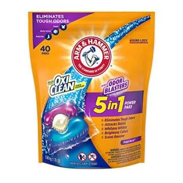 Arm & Hammer Plus OxiClean With Odor Blasters LAUNDRY DETERGENT 5-IN-1 Power Paks, 40CT (Packaging may vary)
