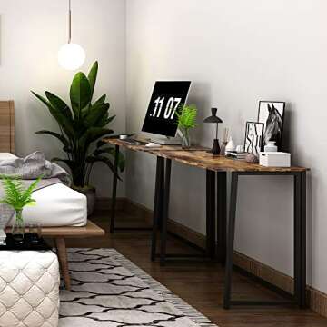 4NM 31.5" Small Desk No-Assembly Folding Computer Desk Home Office Desk Study Writing Table for Small Space Offices - Rustic Brown and Black