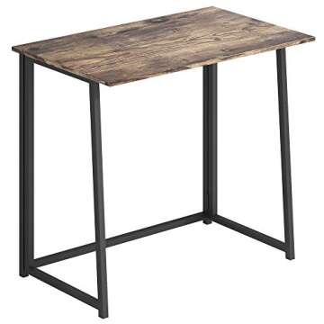 4NM 31.5" Small Desk No-Assembly Folding Computer Desk Home Office Desk Study Writing Table for Small Space Offices - Rustic Brown and Black