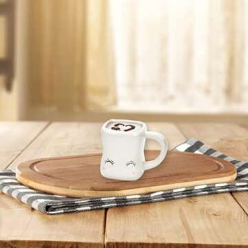 SHREEVASA Set of 4 Cute Marshmallow Mugs Chocolate Cocoa Mugs Funny Hot Chocolate Mugs Mini Marshmallow Cups with Faces for Christmas Mothers Day Thanksgiving Day Cups Gifts Party(#1)