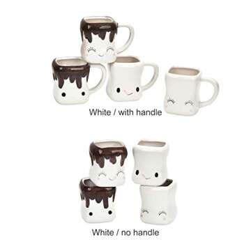 SHREEVASA Set of 4 Cute Marshmallow Mugs Chocolate Cocoa Mugs Funny Hot Chocolate Mugs Mini Marshmallow Cups with Faces for Christmas Mothers Day Thanksgiving Day Cups Gifts Party(#1)
