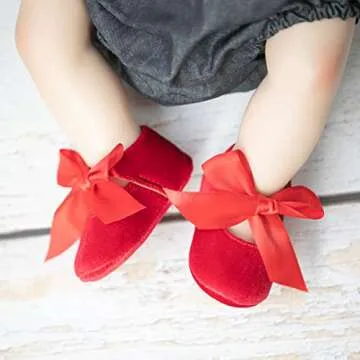 KIDSUN Baby Girls Velvet Mary Jane Shoes with Bow