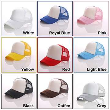 10pcs Polyester Mesh Cap Sublimation Blank Mesh Hat Adjustable Unisex Adult Trucker Caps Hat for Sublimation Printing Custom (Pink)