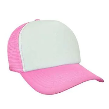 10pcs Polyester Mesh Cap Sublimation Blank Mesh Hat Adjustable Unisex Adult Trucker Caps Hat for Sublimation Printing Custom (Pink)