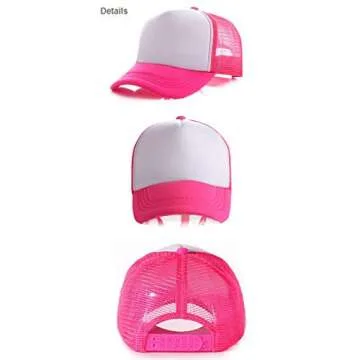 10pcs Polyester Mesh Cap Sublimation Blank Mesh Hat Adjustable Unisex Adult Trucker Caps Hat for Sublimation Printing Custom (Pink)